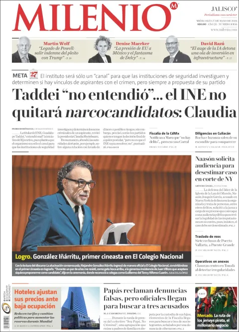 Portada de Milenio Jalisco del miércoles, 27 de mayo de 2026