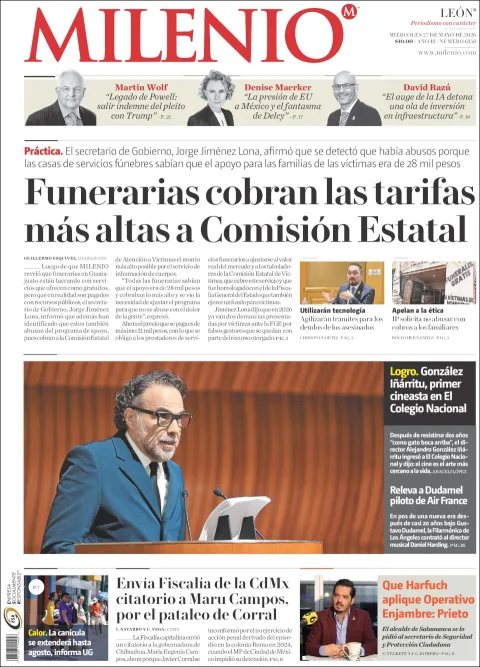 Portada de Milenio Leon del miércoles, 27 de mayo de 2026