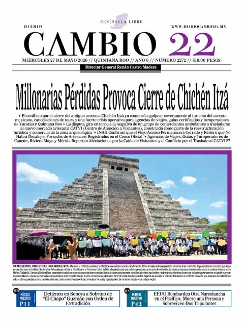 Portada de Diario Cambio 22 (contraportada) del miércoles, 27 de mayo de 2026