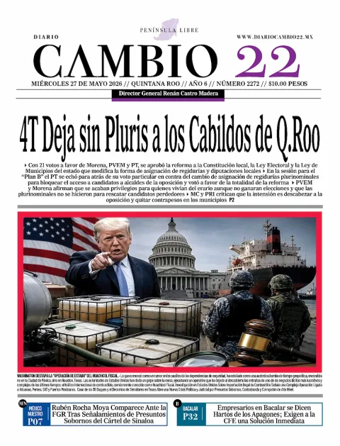 Portada de Diario Cambio 22 (portada) del miércoles, 27 de mayo de 2026