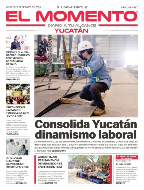 Portada de El Momento Yucatan del miércoles, 27 de mayo de 2026