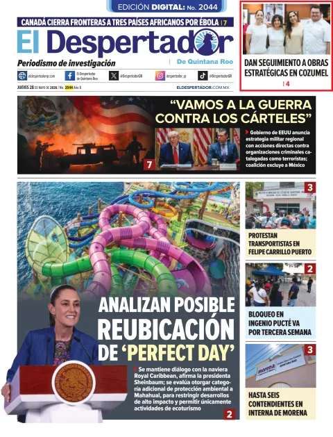 Portada de El Despertador de Quintana Roo del jueves, 28 de mayo de 2026