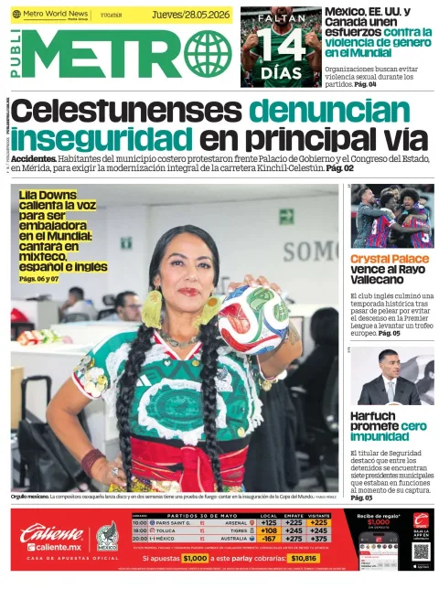 Portada de Publimetro Merida del jueves, 28 de mayo de 2026