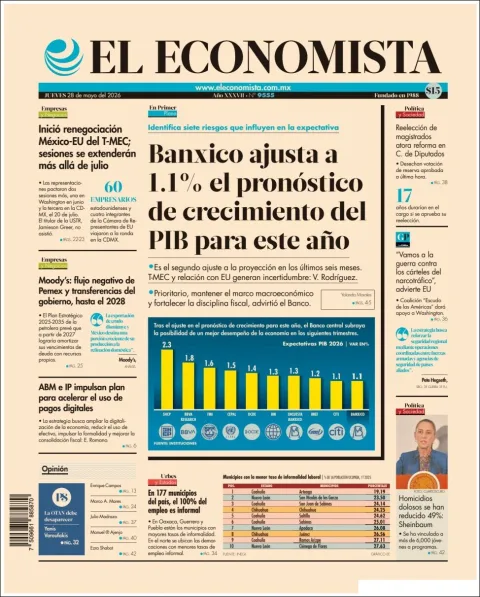 Portada de El Economista del jueves, 28 de mayo de 2026