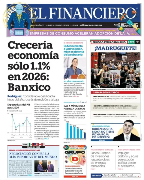 Portada de El Financiero del jueves, 28 de mayo de 2026