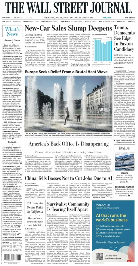 Portada de The Wall Street Journal