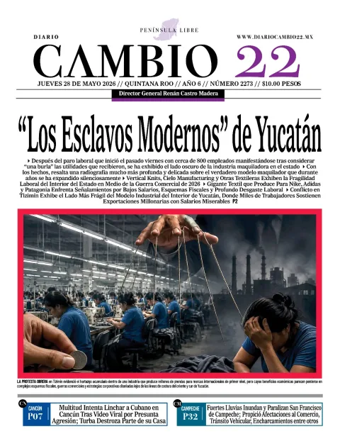 Portada de Diario Cambio 22 (portada) del jueves, 28 de mayo de 2026