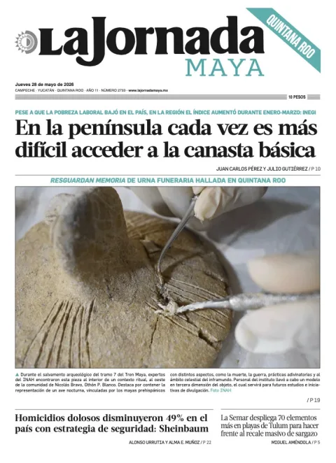 Portada de La Jornada Maya Quintana Roo del jueves, 28 de mayo de 2026