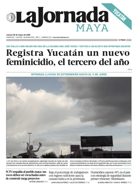 Portada de La Jornada Maya Yucatán del jueves, 28 de mayo de 2026