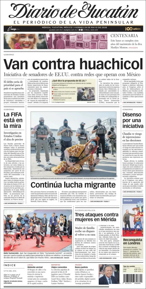 Portada de Diario de Yucatán del viernes, 29 de mayo de 2026