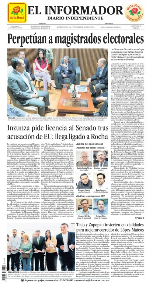 Portada de El Informador del viernes, 29 de mayo de 2026