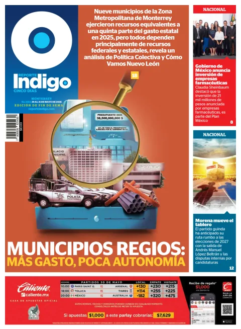 Portada de Reporte Indigo Monterrey del viernes, 29 de mayo de 2026