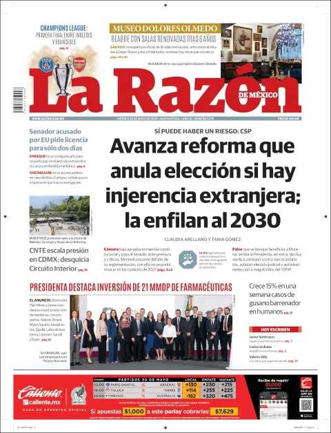 Portada de La Razon del viernes, 29 de mayo de 2026