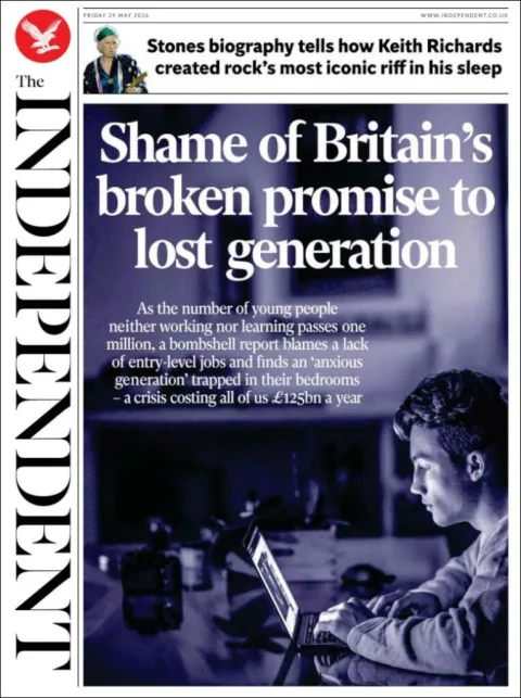 Portada de The Independent del viernes, 29 de mayo de 2026