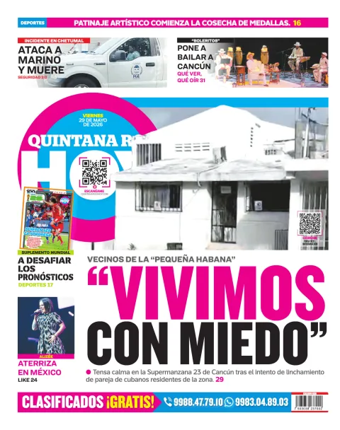 Portada de Quintana Roo Hoy (contraportada)