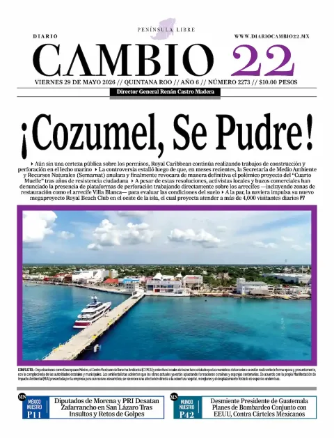 Portada de Diario Cambio 22 (contraportada) del viernes, 29 de mayo de 2026
