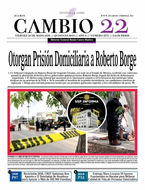 Portada de Diario Cambio 22 (portada) del viernes, 29 de mayo de 2026