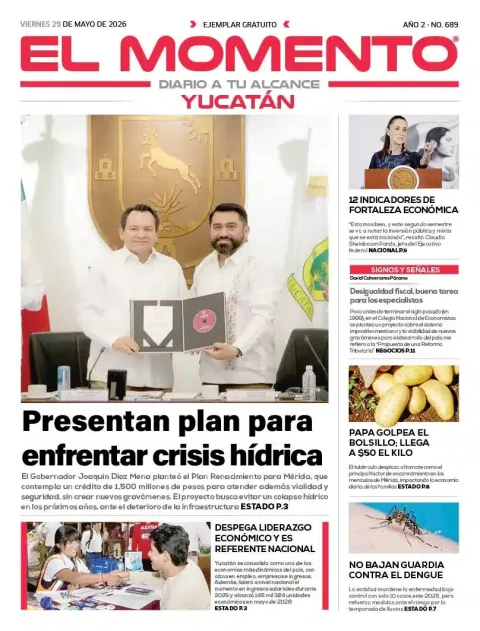 Portada de El Momento Yucatan del viernes, 29 de mayo de 2026