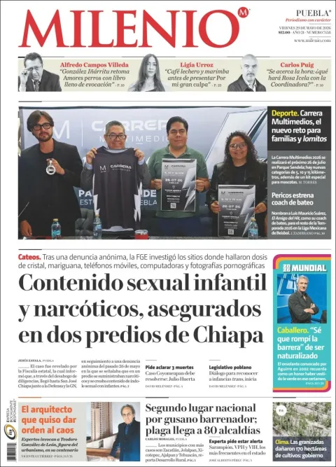 Portada de Milenio Puebla del viernes, 29 de mayo de 2026