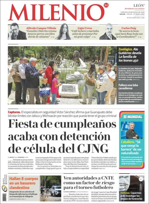 Portada de Milenio Leon del viernes, 29 de mayo de 2026