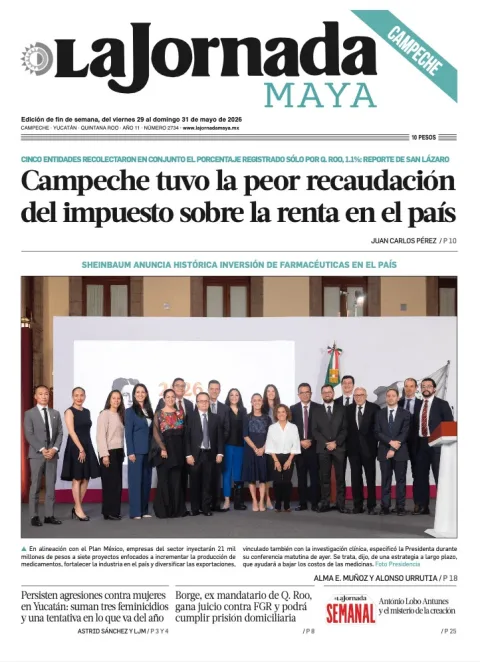 Portada de La Jornada Maya Campeche del viernes, 29 de mayo de 2026