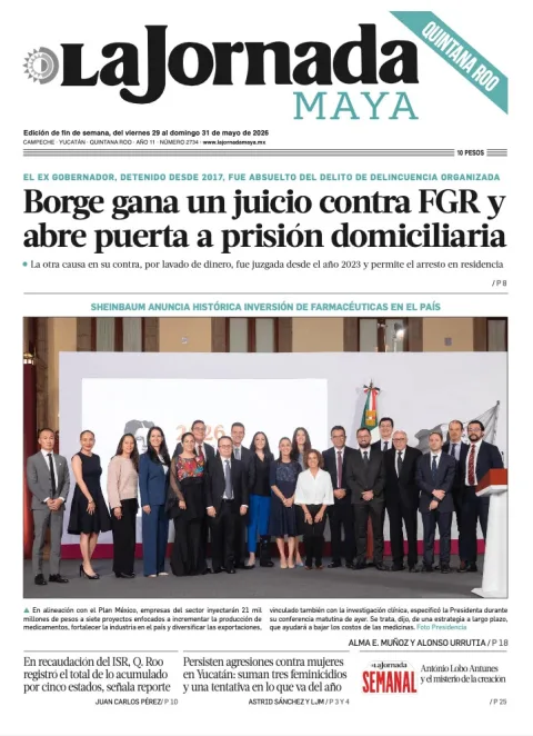 Portada de La Jornada Maya Quintana Roo del viernes, 29 de mayo de 2026