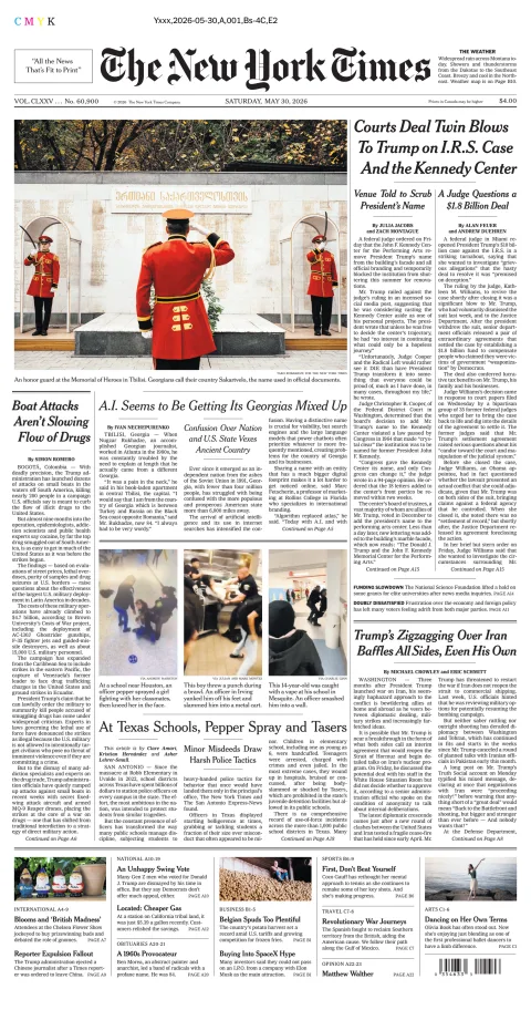 Portada de The New York Times (national) del sábado, 30 de mayo de 2026