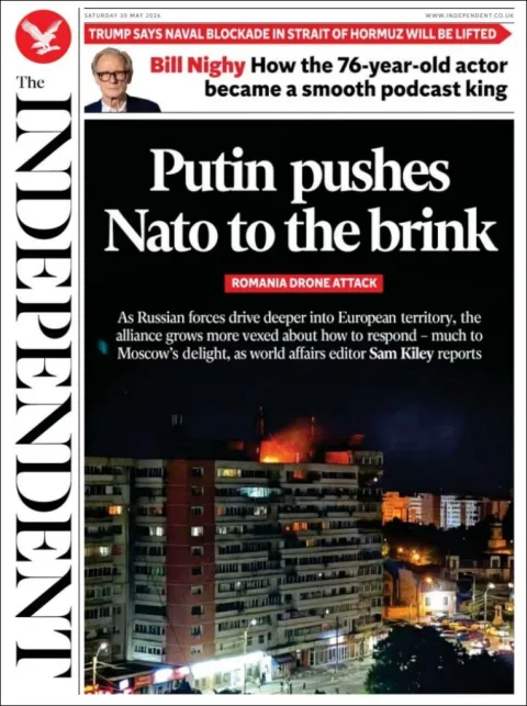 Portada de The Independent del sábado, 30 de mayo de 2026