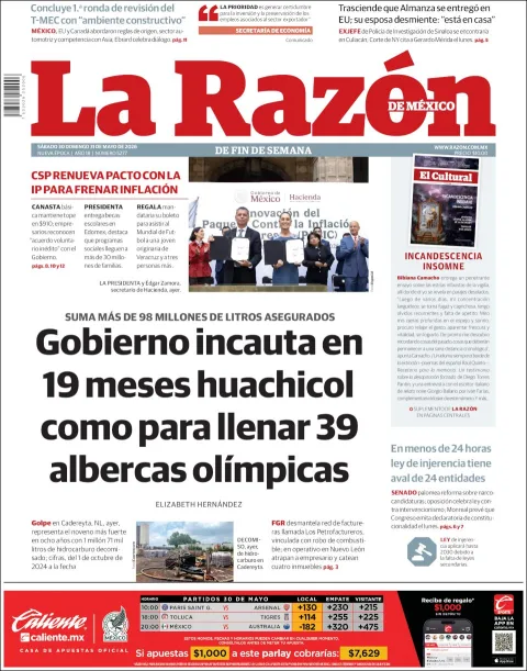 Portada de La Razon del sábado, 30 de mayo de 2026