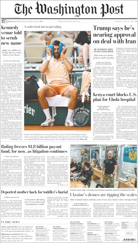 Portada de The Washington Post del sábado, 30 de mayo de 2026