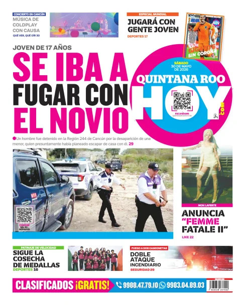 Portada de Quintana Roo Hoy (contraportada)