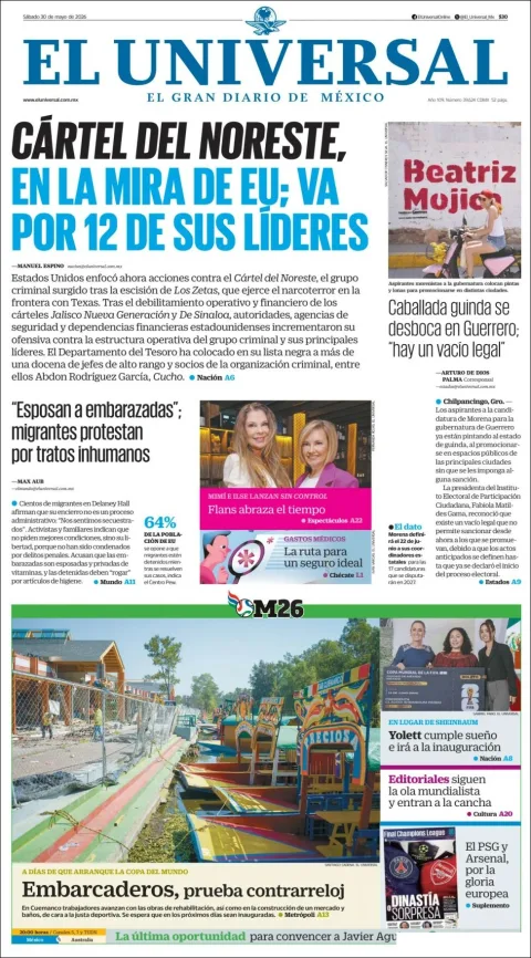 Portada de El Universal del sábado, 30 de mayo de 2026