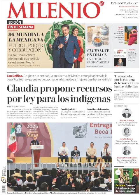 Portada de Milenio Edo de Mexico del sábado, 30 de mayo de 2026