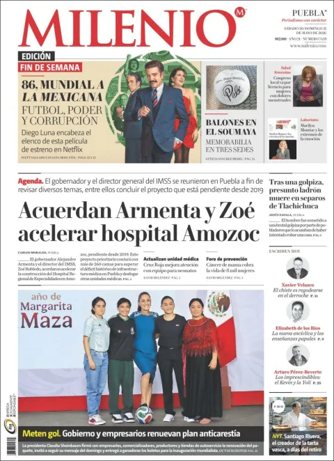 Portada de Milenio Puebla del sábado, 30 de mayo de 2026