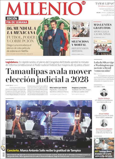 Portada de Milenio Tamaulipas del sábado, 30 de mayo de 2026