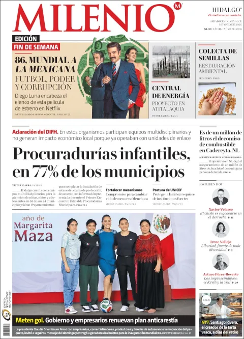 Portada de Milenio Hidalgo del sábado, 30 de mayo de 2026