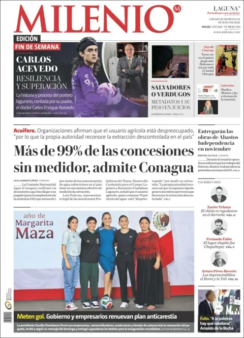 Portada de Milenio Laguna del sábado, 30 de mayo de 2026