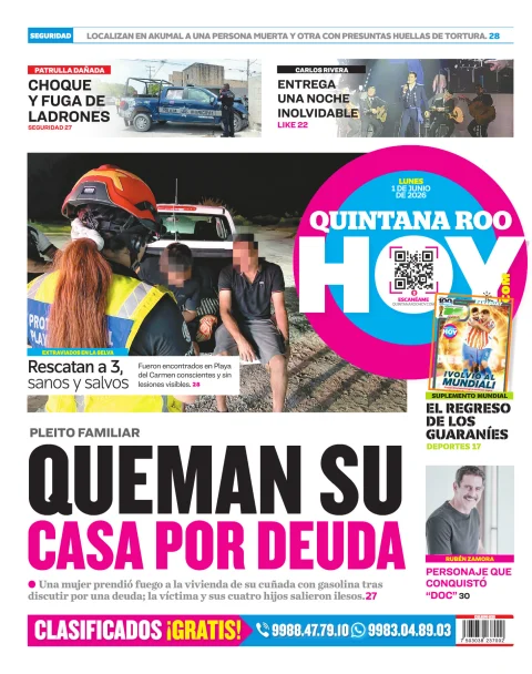 Portada de Quintana Roo Hoy (contraportada)