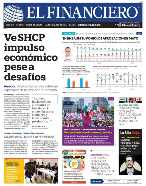 Portada de El Financiero del lunes, 1 de junio de 2026