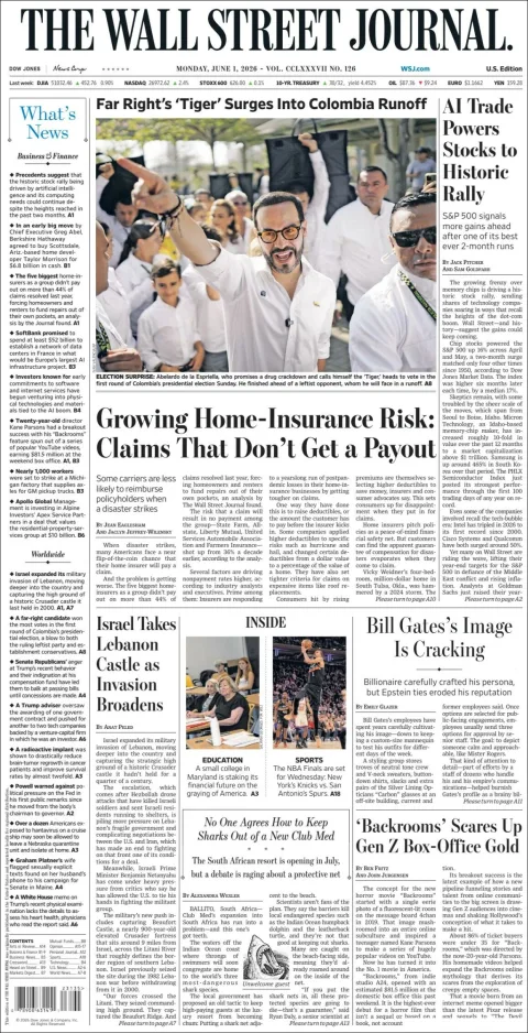 Portada de The Wall Street Journal