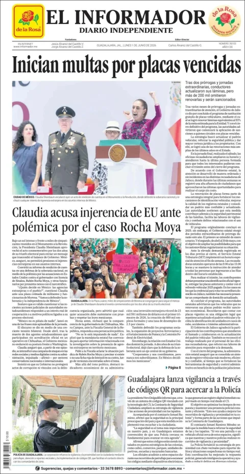 Portada de El Informador del lunes, 1 de junio de 2026