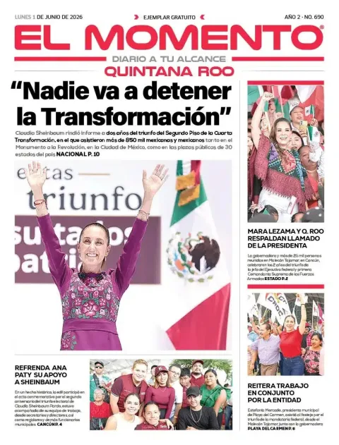 Portada de El Momento Quintana Roo del lunes, 1 de junio de 2026