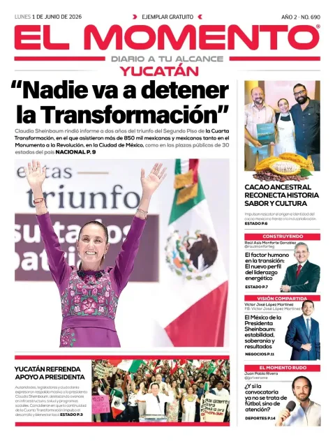 Portada de El Momento Yucatan del lunes, 1 de junio de 2026