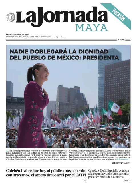 Portada de La Jornada Maya Yucatán del lunes, 1 de junio de 2026