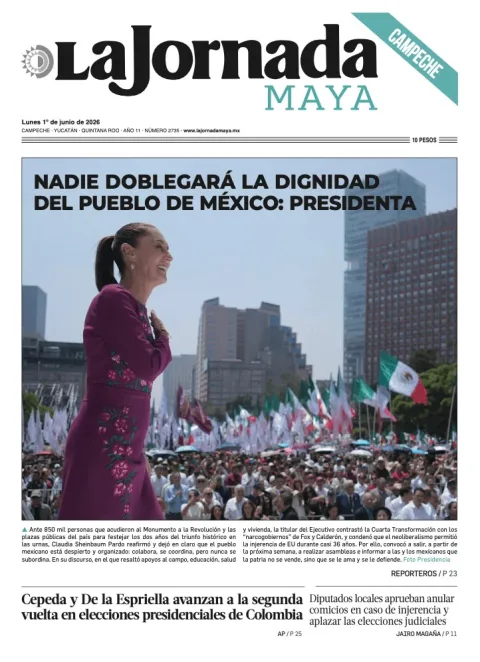 Portada de La Jornada Maya Campeche del lunes, 1 de junio de 2026