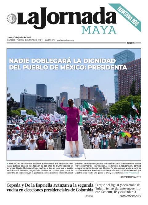 Portada de La Jornada Maya Quintana Roo del lunes, 1 de junio de 2026