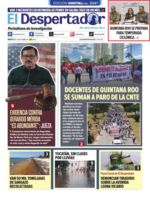Portada de El Despertador de Quintana Roo del martes, 2 de junio de 2026