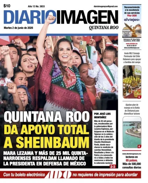 Portada de Diario Imagen Quintana Roo del martes, 2 de junio de 2026