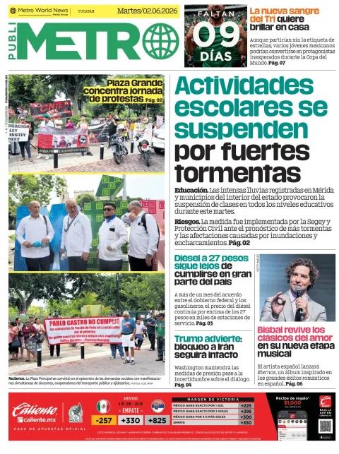Portada de Publimetro Merida del martes, 2 de junio de 2026
