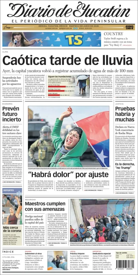 Portada de Diario de Yucatán del martes, 2 de junio de 2026
